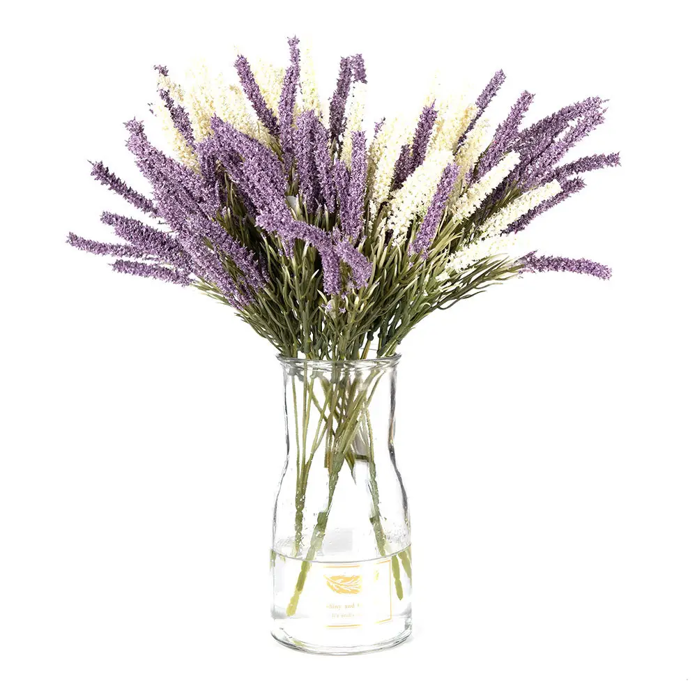 Artificial Lavender Plant Flocking Faux Lavender Flowers Stems Bundles Lavender Purple Flower Home Decor