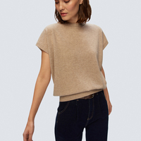 Personnalisé vierge lâche col rond pull décontracté à manches courtes couleur unie tricoté pull pull femmes