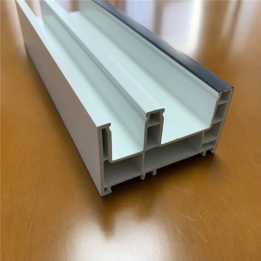 2 Track Upvc Profiles Plastique Porte et Fenêtre Pour Extrusion Blanche Upvc Portes et Fenêtres Cadre Personnalisé