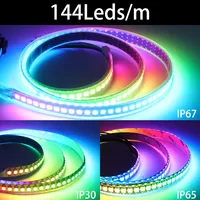 Bande LED RGB WS2812B 30/60/74/96/100/144 Pixels/leds/m Individuellement adressable WS2812 PCB Noir/Blanc IP30/65/67 5V