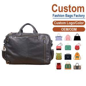 Smooth Leather <b>Men</b>’s Briefcase Charcoal Gray | Factory Custom OEM/ODM for Corporate & Luxury Brands - Product Image 1