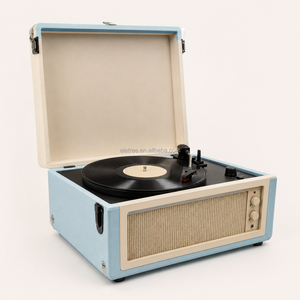 Lecteur de disques vinyles rétro ELETREE <span class=keywords><strong>avec</strong></span> pieds en bois et design de valise portable - Product Image 5
