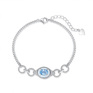 9 Bracelets délicats ovales en nacre et cristal, avec chaîne en pierre naturelle et argent sterling 925 – Bijoux cadeau idéal pour les fêtes - Product Image 1
