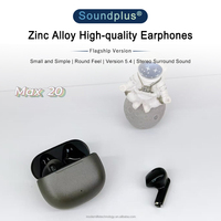 Max 20 Écouteurs TWS ronds et compacts en alliage de zinc de haute qualité Mini écouteurs semi-intra-auriculaires à suppression de bruit avec indicateur LED