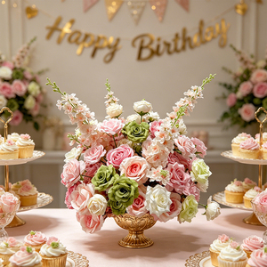 Centro de Mesa Floral Ecológico de Seda en Tonos Rosa Primavera, Verde Salvia y Loto para Bodas, Día de la Madre y Pascua - Product Image 4