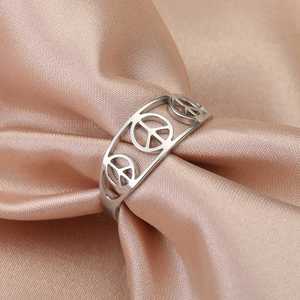 Bagues Symbole de Paix Myshape en Acier Inoxydable pour Femme, Amulette de Protection, Bijoux Anti-Guerre, Cadeaux en Gros - Product Image 1