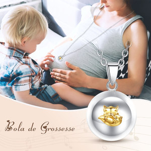 Ciondolo Harmony Ball per <span class=keywords><strong>Maternità</strong></span> in Argento, Gioiello Sonoro in Ottone, <span class=keywords><strong>Collana</strong></span> Musicale Rilassante - Product Image 6
