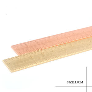 Logo personalizzato retrò 15cm in metallo oro rosa ottone rame rosso rettilineo righello scuola pittura strumenti di disegno cancelleria misura righello - Product Image 2