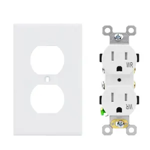 American Plug Plate 1 Gang Duplex Receptacle Cover Mid Size White Led Decoration