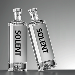 Bouteille de liqueur en verre personnalisée de 500 ml, cristal super flint transparent, whisky, vodka, gin, rhum, <span class=keywords><strong>tequila</strong></span> avec bouchon en liège - Product Image 1