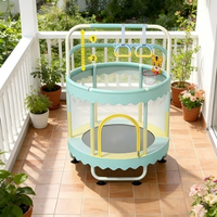 Trampoline Rond Sûr pour Enfants 1,5 m Intérieur/Extérieur avec Filet de Protection 1,6 m, Matériau PVC Souple Écologique et Durable pour Garçons et Filles