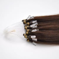 Nouvelles extensions de cheveux brésiliens de qualité supérieure, ligne de pêche, micro-anneaux, double, 14 pouces de longueur étirée pour femmes
