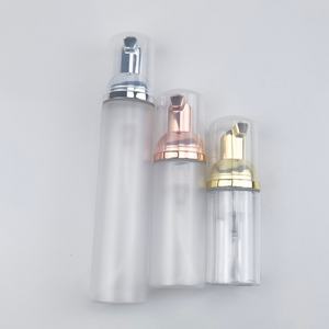 Bouteille Pompe Distributrice de Savon Moussant en Plastique 50ml 60ml 100ml 150ml 200ml Transparente Rose Givrée pour Nettoyant Visage Mousse PET - Product Image 1