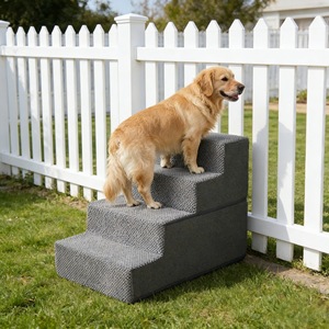 Pet Stairs For Cats And Dogs Grey Memory Foam Non Slip <b>Steps</b> With Supporting <b>Board</b> Rectangle Shape Four Seasons Use - Product Image 5