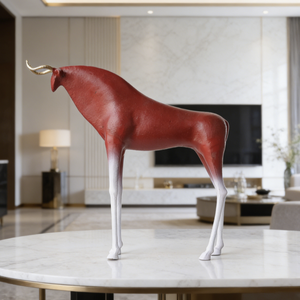 Décoration murale abstraite en métal noir et rouge Evelyn, motif cheval, pour salon, entrée, ou salle d'exposition - Product Image 1