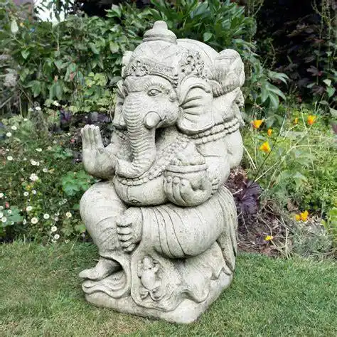 Venta al por mayor de jardín al aire libre diosa mármol Señor Ganesha estatua para la decoración