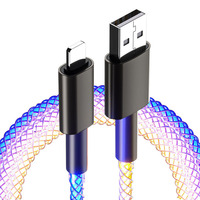 Cables Pd Rgb de Carga Rápida con Luz Led Intermitente, Cable de Datos de 66w Tipo-c Usb, Cable Brillante para Samsung Iphone, Cable de Carga para Automóvil UCB09