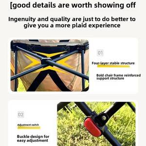 Silla de jardín de metal con respaldo alto ajustable estilo Luna, tumbona portátil reclinable para acampar, tumbona plegable con patas de hierro - Product Image 2