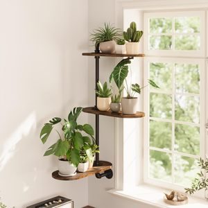 Wall Mounted Wooden <b>Shelf</b> 3 Tier Corner Storage <b>Rack</b> For Plants And Books Durable Design - Product Image 1