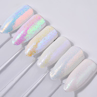 6 pièces/ensemble Holo Aurora blanc paillettes Nail Art paillettes poudre sirène poussière petits flocons bricolage ongles décorations outils