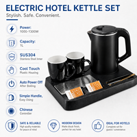 Bouilloire électrique 3-en-1 en acier inoxydable de 1L à prix abordable avec plateau pour hôtel et chambre d'hôtes