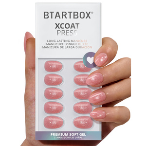 Uñas postizas de gel suave rosa ojo de gato, de presión, al por mayor, extra cortas, almendradas, de alta calidad, para verano, set de uñas artificiales a presión. - Product Image 1