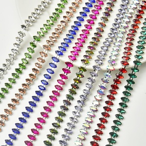 Cadena de cristal de diamantes de imitación brillante de doble hebra hecha a mano Premium de 5x10mm con cadena de cobre duradera para accesorios de joyería de moda - Product Image 2