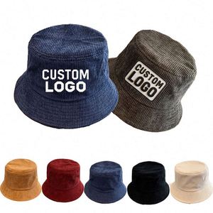 Custom Embroidery logo Fisherman Solid Fashion <b>Hat</b> Ourdoot <b>Flat</b> Top Wide Brim Summer Cap Green Corduroy Satin Lined Bucket <b>Hats</b> - Product Image 1