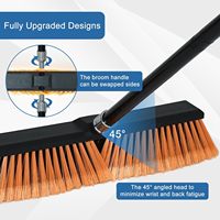 Balai à pousser en acier avec poils en nylon à dents - Robuste pour une utilisation en extérieur/intérieur, nettoyage des sols en carrelage/garage/atelier/terrasse/patio