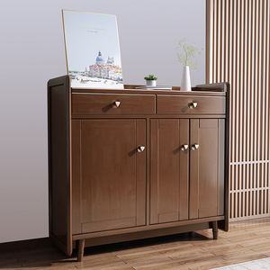 Nordic Solid Wood <b>Shoe</b> Cabinet Natural Color Modern Minimalist <b>Storage</b> Living Room Balcony Cabinet - Product Image 3