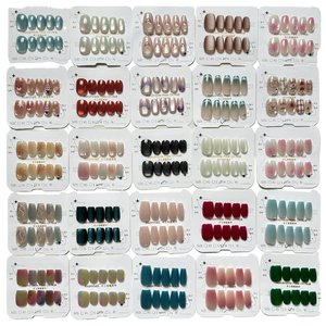 Tùy chỉnh mèo của mắt Press-on móng tay 10pcs ABS hạnh nhân Stiletto lời khuyên dài với keo cho ngón tay mô hình và Ins phong cách thiết kế - Product Image 4