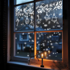 Secretshine Co. Autocollants <span class=keywords><strong>de</strong></span> <span class=keywords><strong>fenêtre</strong></span> <span class=keywords><strong>de</strong></span> Noël d'hiver E-Commerce <span class=keywords><strong>Dessin</strong></span> au trait blanc Ruban Motif Décorations murales <span class=keywords><strong>de</strong></span> fête - Product Image 5