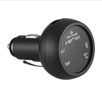 Voltímetro Digital 3 en 1 para Auto, Termómetro, Cargador USB 12V 24V, Pantalla LED, Monitor de Batería, Medidor de Voltaje, Enchufe para Encendedor de Cigarrillos