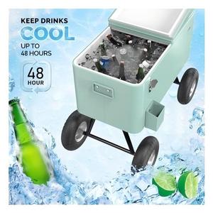 Chariot glacière isotherme 80QT grande capacité en métal avec roues pour aliments et boissons - Utilisation extérieure - Product Image 4