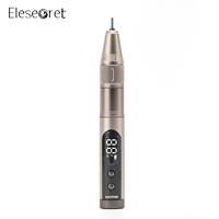 Elesecret Stylo perceuse à ongles électrique professionnel 35k tr/min, corps en aluminium doré rechargeable avec garantie de 13 mois