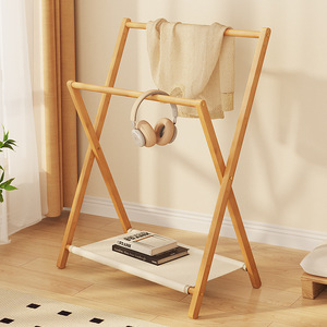 Solid Wood <b>Clothes</b> <b>Rack</b> Rectangle Hanging Portable Clothing Organizer For Living Room Bedroom Storage - Product Image 1