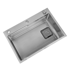 Évier de cuisine en acier inoxydable épaissi, texturé effet <span class=keywords><strong>volcan</strong></span>, en argent nano, fait main, avec collecteur de déchets et drain – Nouveau, en stock - Product Image 5