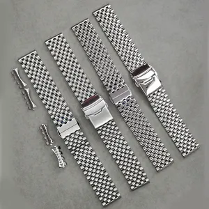 Dây đồng hồ kim loại thép nguyên khối, mặt cong 7 mắt, kiểu mới nhất, đánh bóng mờ, sáng bóng - Product Image 1