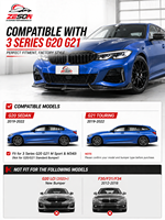Lèvre avant en fibre de carbone véritable style ADR pour BMW Série 3 G20 330i M340i G21 Touring 2019-2022 Kit séparateur de pare-chocs pré-LCI