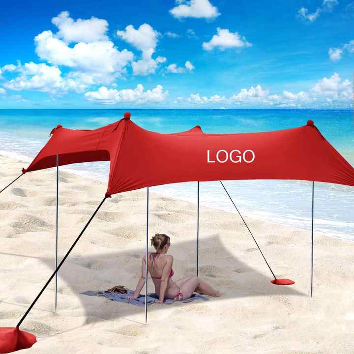 Outdoor Shade Beach Tent Sun Shelter Upf50+ With Ground Pegs And Stability Poles For Camping