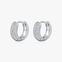 Boucles d'oreilles créoles de luxe en argent sterling 925 avec moissanite étincelante 0,46 carat de clarté VVS1 pour femme, bijoux raffinés