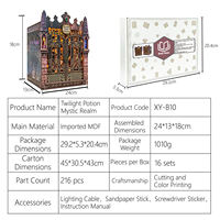 Kit DIY de niche à livres en bois « Potion Magique » – Puzzle 3D gothique, insert de bibliothèque miniature avec éclairage LED – Cadeau d'anniversaire