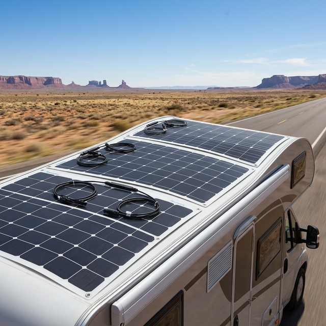 200W 12V Flexible Solar Panel 10BB Monocrystalline Cell 12 Volt Semi-Flexible for Marine RV Trailer Boat Cabin Van Car