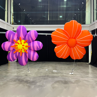 Fleurs gonflables personnalisées orange, violet, rose, 2 m, éclairage LED, fleurs géantes gonflables, décoration pour accessoires de scène, festivals de musique