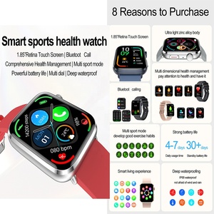 Vanssa người phụ nữ người đàn ông Thể Thao Smartwatch 1.81 "Màn hình vuông IP68 không thấm nước NFC h ban nhạc App BT cuộc gọi reloj mới thông minh đồng hồ T92 - Product Image 2