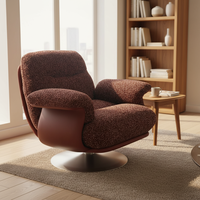 Fauteuil lounge moderne en cuir véritable avec pieds en métal, chaise de détente avec coque en acier inoxydable