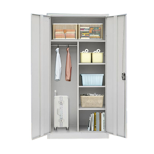 <strong>Wardrobe</strong> Furniture Metal Storage Cabinets KD Metal Locker <strong>Wardrobe</strong> 2 Two Door Steel <strong>Wardrobe</strong> Locker with Shelves - Product Image 1