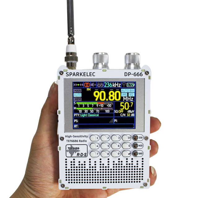 DP-666 High Sensitivity DSP Radio 2.8-inch IPS Touch Screen Full Band FM/LW/MW/SW VHF/UHF Receiver 5000mAh Battery IPX-1 Water