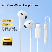 Écouteurs filaires intra-auriculaires blancs en promotion, cordon de 1,2 m, interface Type-C/3,5 mm, sans réduction de bruit, pour jeux, appels vidéo et trajets quotidiens
