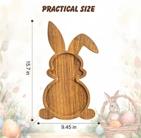 Plateau de service en bois en forme de lapin de Pâques - Planche à charcuterie en forme de lapin et d'œuf pour les fêtes et la décoration de table de vacances